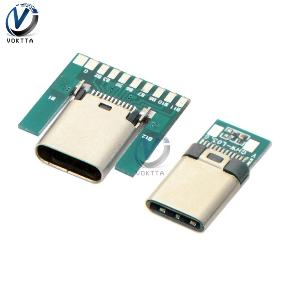 USB 3.1 Type C Connector 24 Pins Male Female Socket Connector Plug for Solder Wire & Cable 24P PCB Board Module