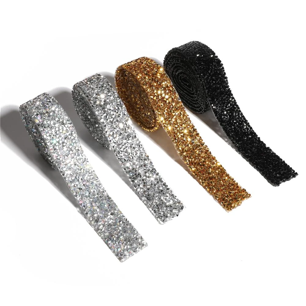 1 Yard Sewing Crystal Motif Strass Hot Fix Rhinestone Tape Trim with Crystal Strass Iron On Appliques For Clothes Decoration