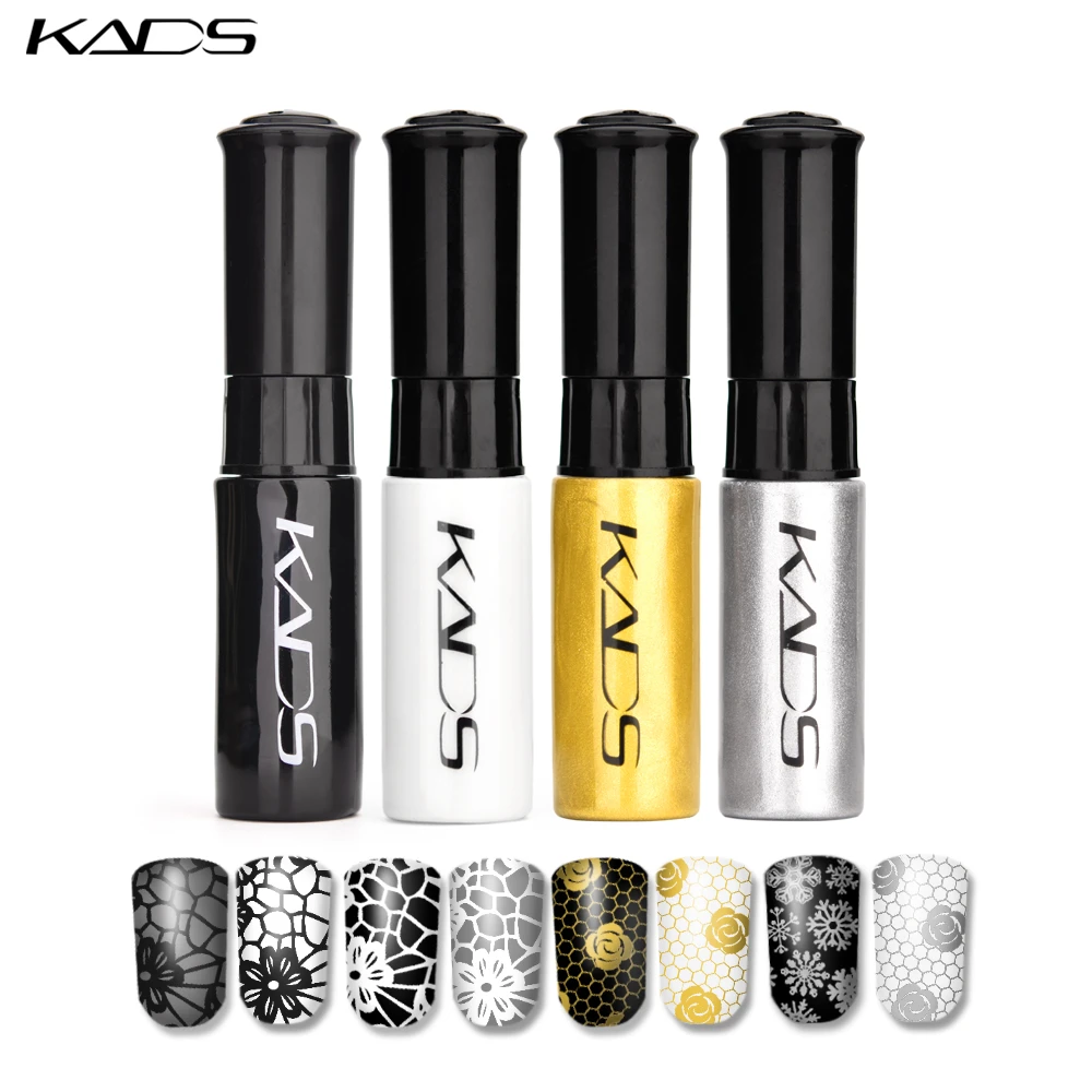 KADS Nail Art Stamping Polish 1 Bottle White Black Gold Stamping Nail Lacquer of Acrylic Paint Tool Beauty Decoration Vernish