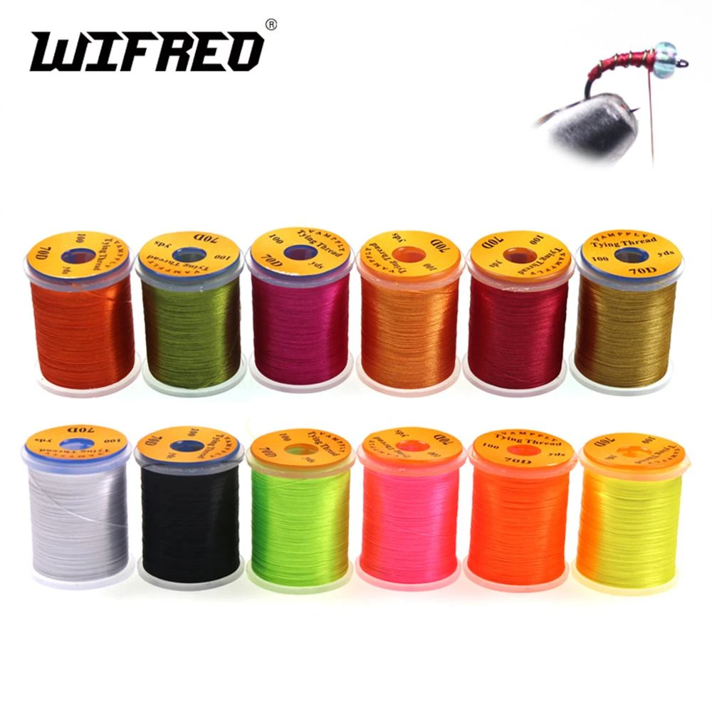 Wifreo 70D Fly Tying Thread for Size 14-22 Midge Nymph Small Dry Flies Tying Material Trout Fly Fishing Tying Line 12 Colors
