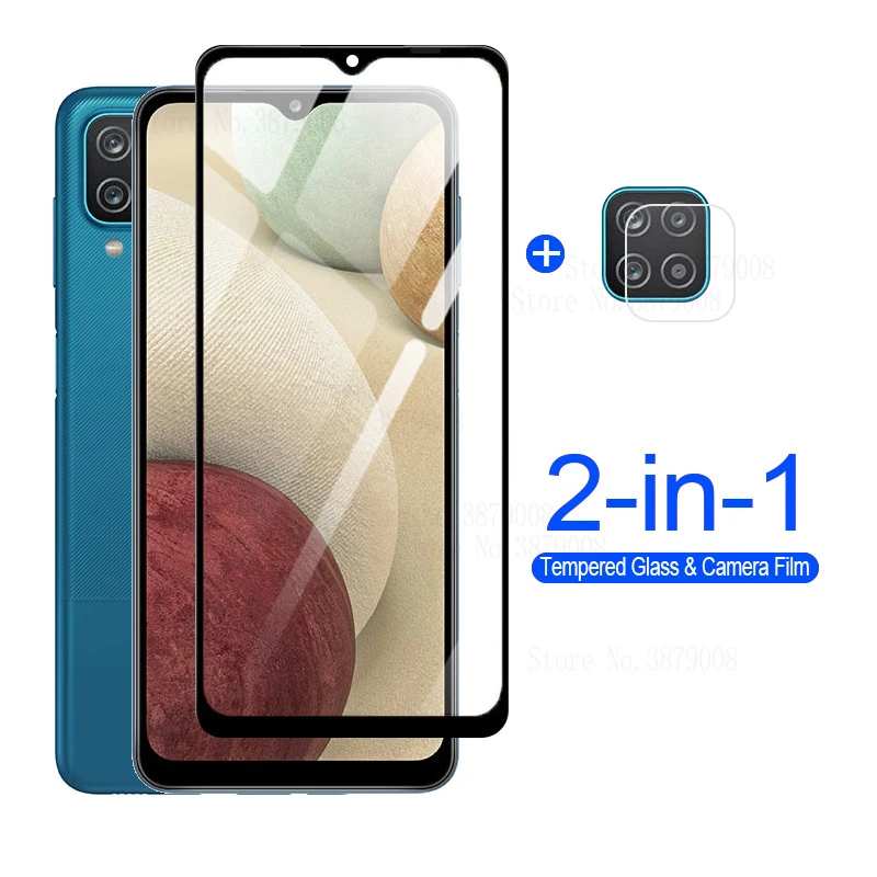 2in1 For Samsung A12 Glass Full Cover Tempered Protective Glass For Samsung Galaxy A 12 6.5