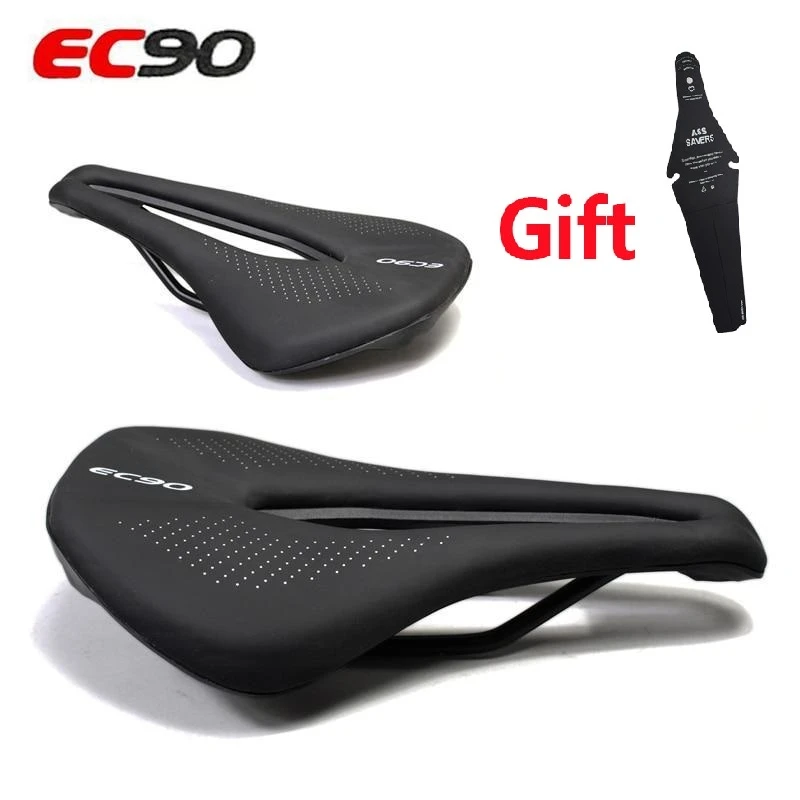 ec90 Soft Silica Gel Bicycle Saddle PU Leather Comfortable Road Mountain Bike Seat Cushion Shockproof Front Seat Mat 143 / 155mm