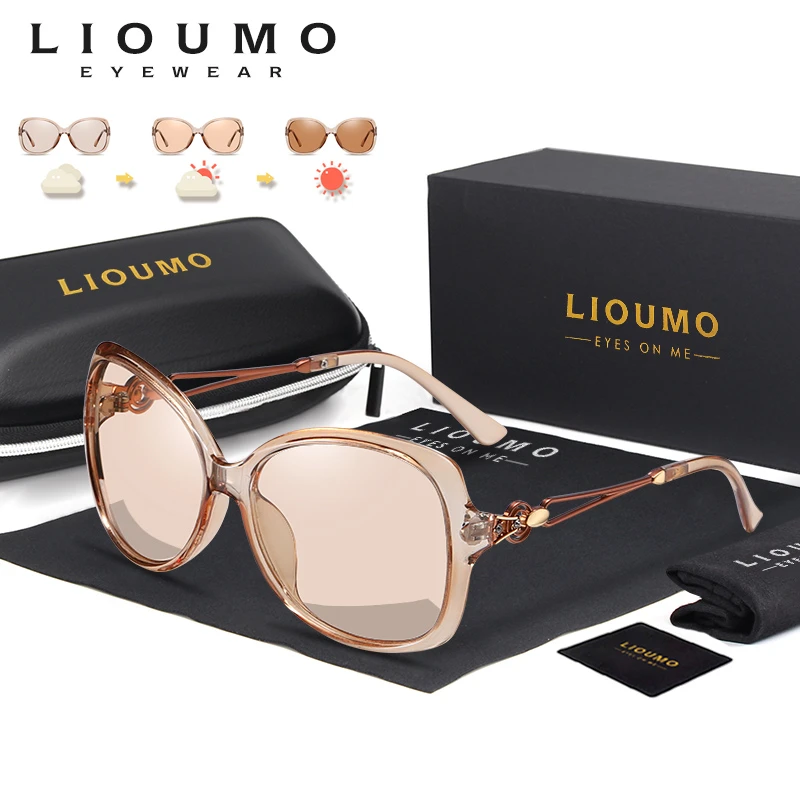 LIOUMO Fashion Oversized Sunglasses Women 2020 Chameleon Sun Glasses Female Polarized Photochromic Eyewear UV400 zonnebril dames