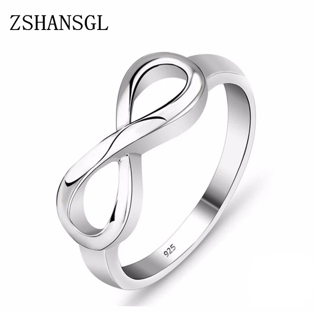 Fashion Silver color filled Ring Infinity Eternity Endless Love Gift Rings for Women Wedding Jewelry gift Anillos Mujer