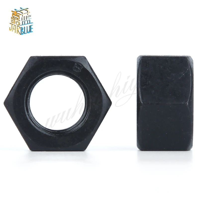 50/100Pcs M2 M2.5 M3 M4 M5 M6 DIN934 Black Carbon Steel Hex Nut Hexagonal Nuts Grade 8.8