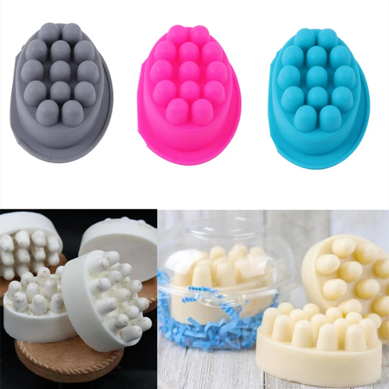 Single Hole 3D Silicone Soap Mold For Massage Therapy Bar Soap Making Tools DIY Homemade Oval Spa Soaps Mould Silicone Soap Form