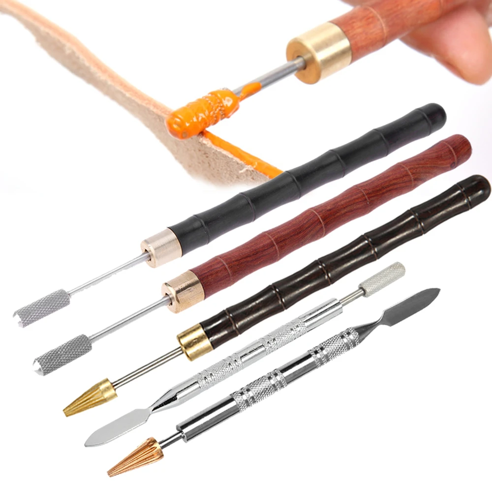 Brass Head DIY Leather Edge Treatment Roller Pen Sandalwood Edge Oil Pen DIY Leathercraft Processing Accessories Tools