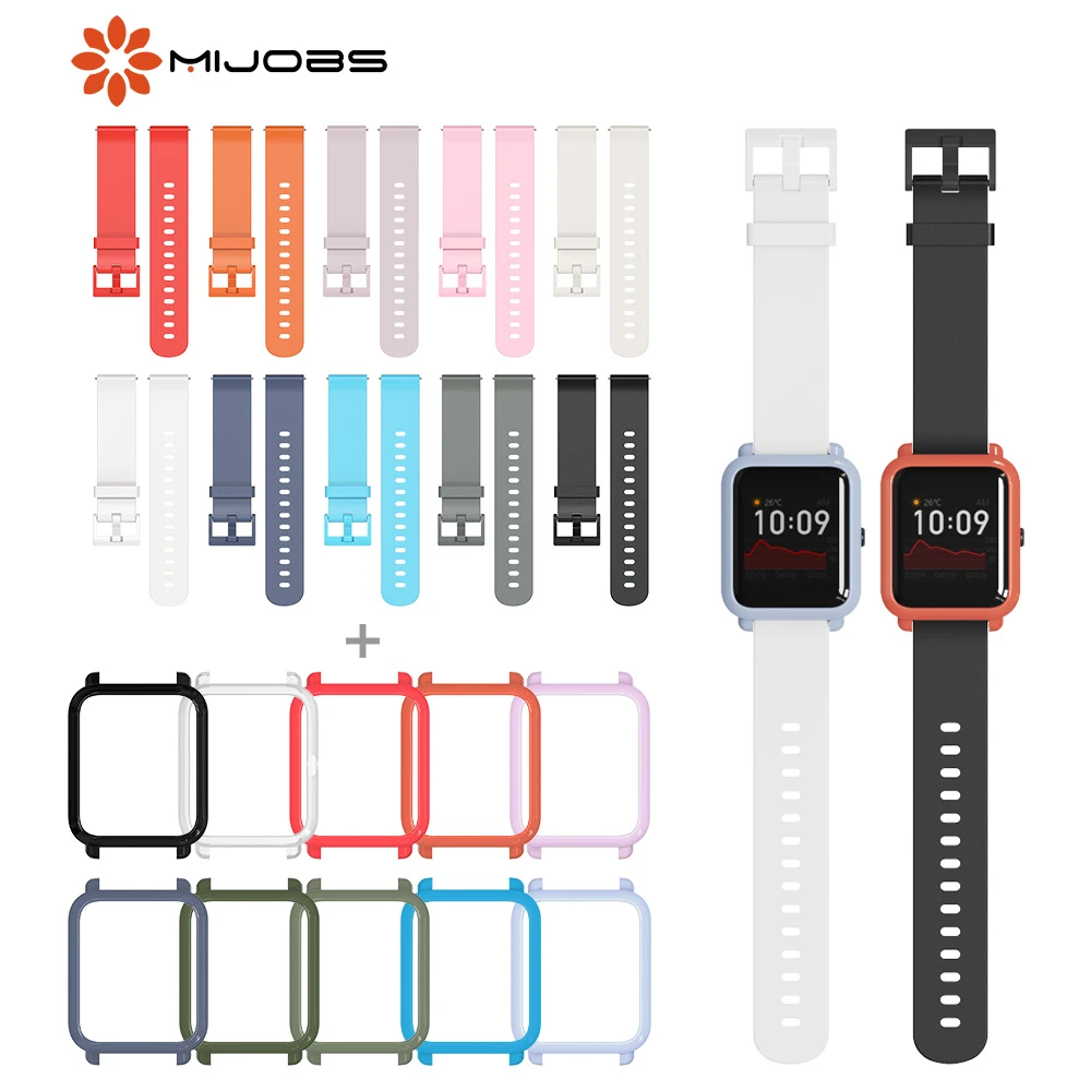 For Amazfit Bip Strap Amazfit GTS Case Smart Wristbands Wrist Bracelet Protector Cover Bumper in a Set for Amazfit Bip S Lite