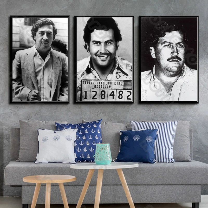 Retro Style Canvas Painting Poster Art Portraitures Pictures On Pablo Escobar a Columbia Drug Lord for Home Rooms Decoration