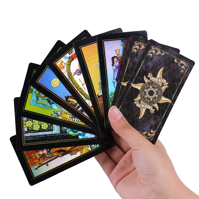 Board Game Holographic Shiny Tarot Cards Waite Full English Mysterious Edition For Astrology Laser Tarot Cards 78 Cards