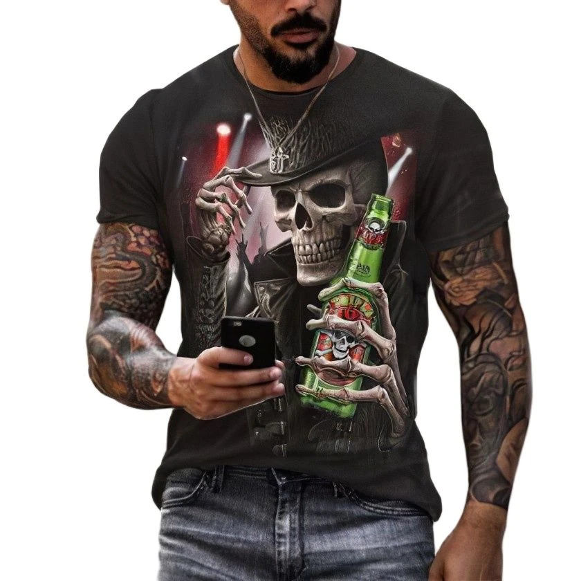 Summer New Skull Print 3D Personality T Shirts For Men/women Sportswear Harajuku Casual Tops Male Oversized Tops Tees XXS-6XL