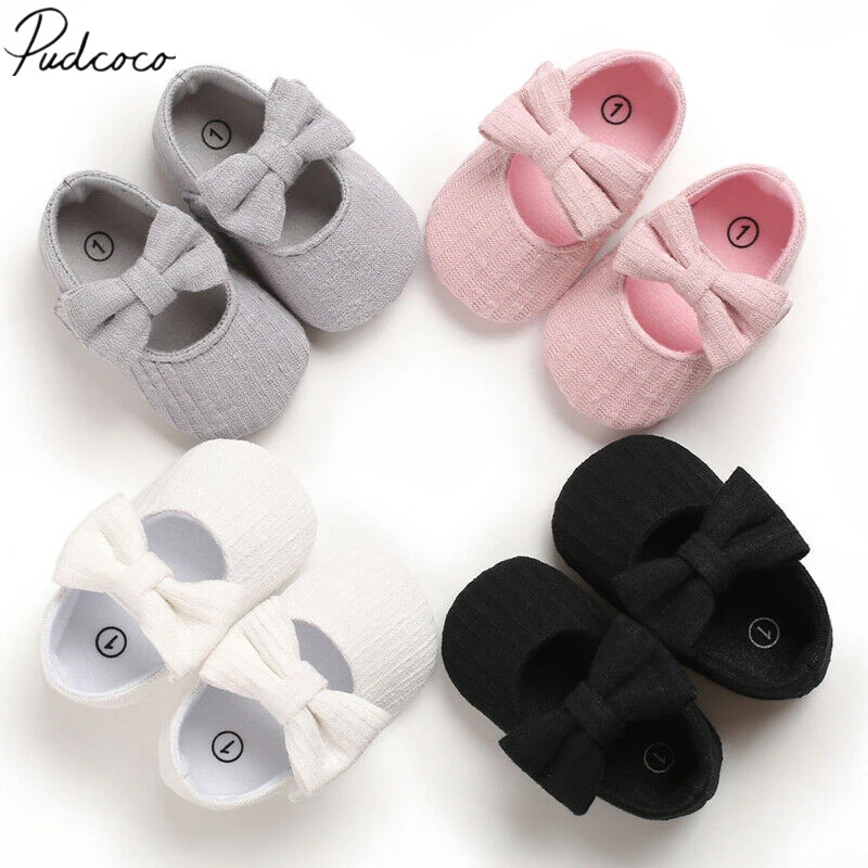 2020 Baby First Walkers Clothing Baby Shoes Newborn Infant Pram Girls Princess Moccasins Bowknot Solid Soft Shoes