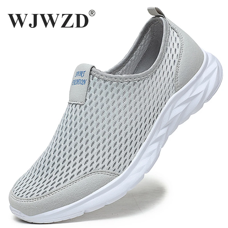 Mesh Men Casual Shoes Summer Breathable Sneakers Men Couples Outdoor Walking Shoes Comforable Slip-On Mens Loafers Plus Size 49