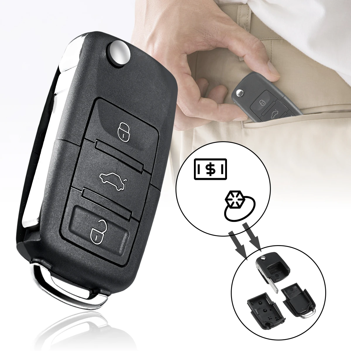 Car Key Safe Compartment Container Secret Hide Hollow Stash Tool Key Case for Car Portable Safe Storage Key Container