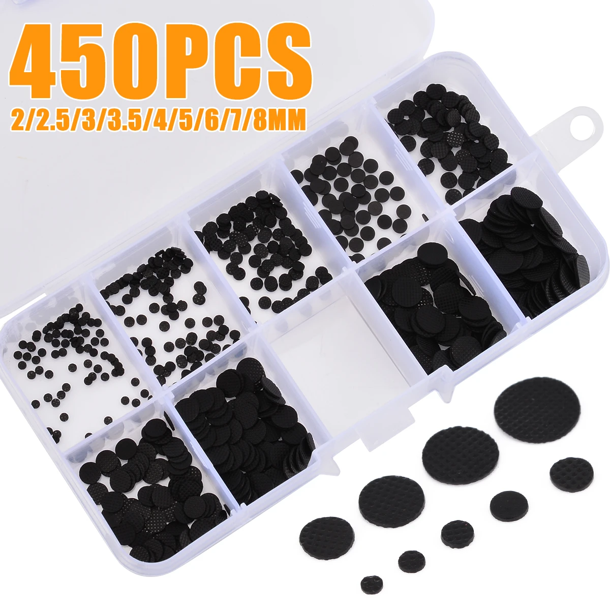 450pcs/box 2-8mm Different Sizes Conductive Rubber Pads Keypad Repair Kit for IR Remote Control Conductive Rubber Buttons