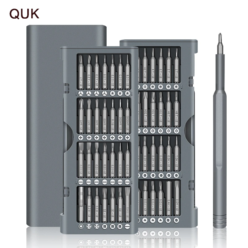 QUK 57 In 1 Screwdriver Set Precision Magnetic Bits Torx Phillips Slotted Screw Nuts Key Anuminum Case Multitool Hand Tool Kits
