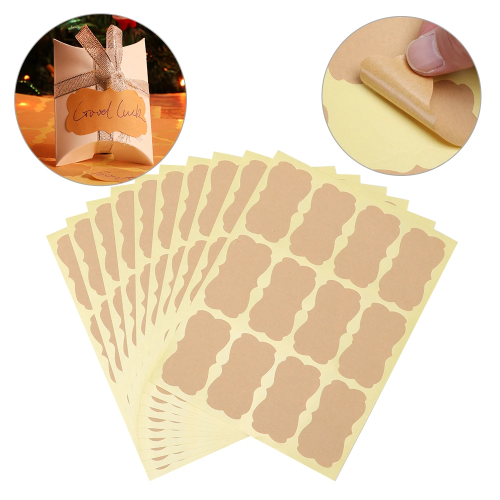 New 60pcs Creative DIY Blank Kraft Labels Sticker Self-Adhesive Flower Paper Sticky Packaging Seals Gift Candy Tags Design