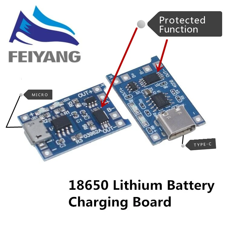 10pcs Micro USB 5V 1A 18650 TP4056 Lithium Battery Charger Module Charging Board With Protection Dual Functions 1A Li-ion