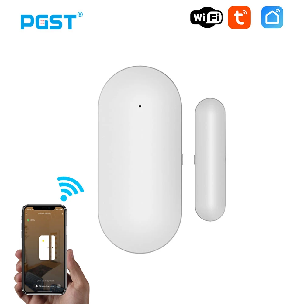 PGST PB69 Tuya Smart Home WiFi Door Sensor App Notification Window Detector Security Protection Alert Security Alarm