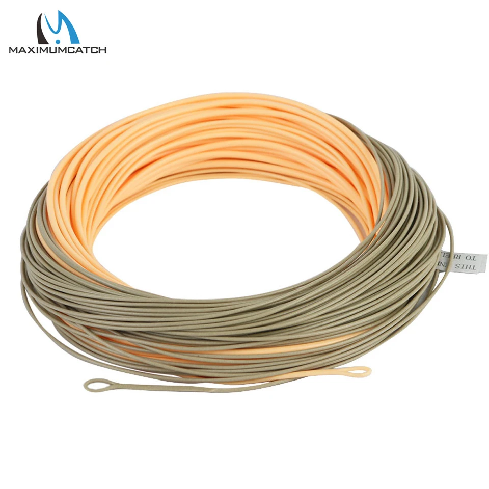 Maximumcatch Single handed Spey Fly Fihsing Line WF3F-8F 90ft With 2 welded loops peach/camo Fly Line