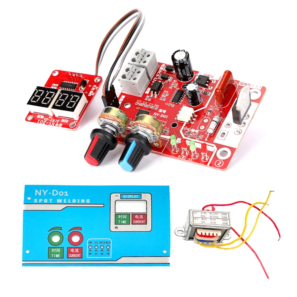 Spot Welding Machine 9V 40A/100A Current Adjustable DIY Controller Panel Time and Current Control Function with Digital Display