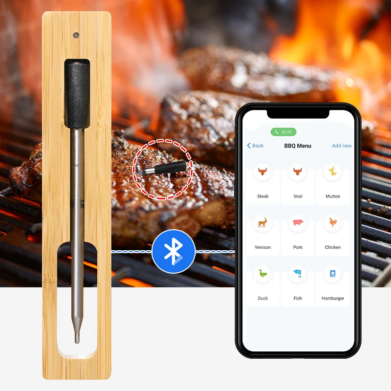 Kitchen Wireless Meat Food Steak Thermometer for Oven Grill BBQ Smoker Rotisserie Kitchen Smart Digital Bluetooth BBQ Outdoor