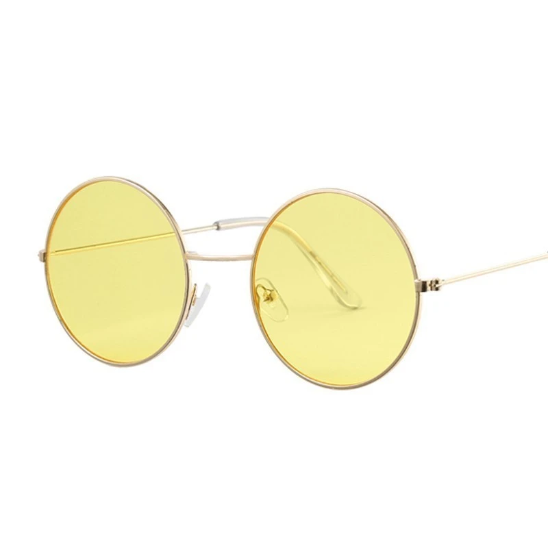 2020 Retro Round Yellow Purple Sunglasses Woman Brand Designer Sun Glasses For Female Male Alloy Mirror Oculos De Sol