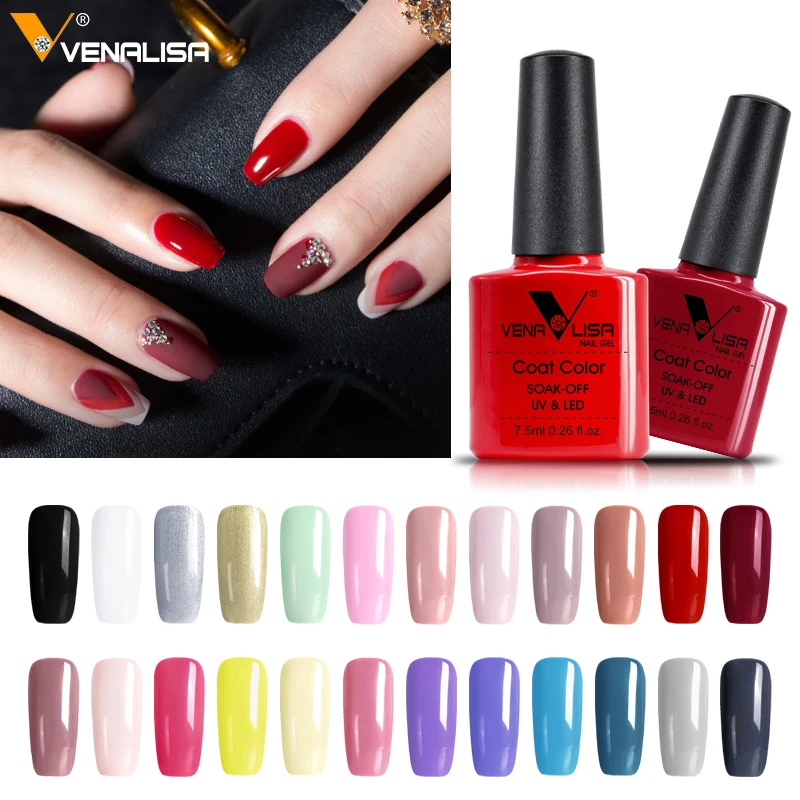 7.5ml* 6pcs Venalisa Professional Nail Art Set No Acid With Primer Base Coat Matt Top Coat Color Nail Gel Polish