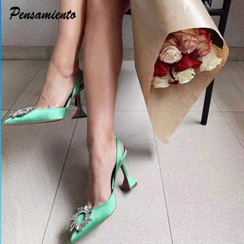 2021 Star style Women Sandals Elegant Pointed toe Slingback Summer Office Lady Shoes Fashion High heels Gladiator sandals Woman