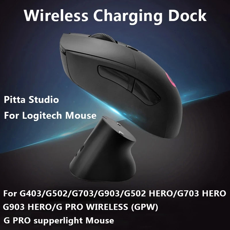 Pitta Studio Wireless Logitech Mouse Charging Dock Base RGB Mouse Power Stander For G403 502 703 903 HERO G Pro X Superlight GPW