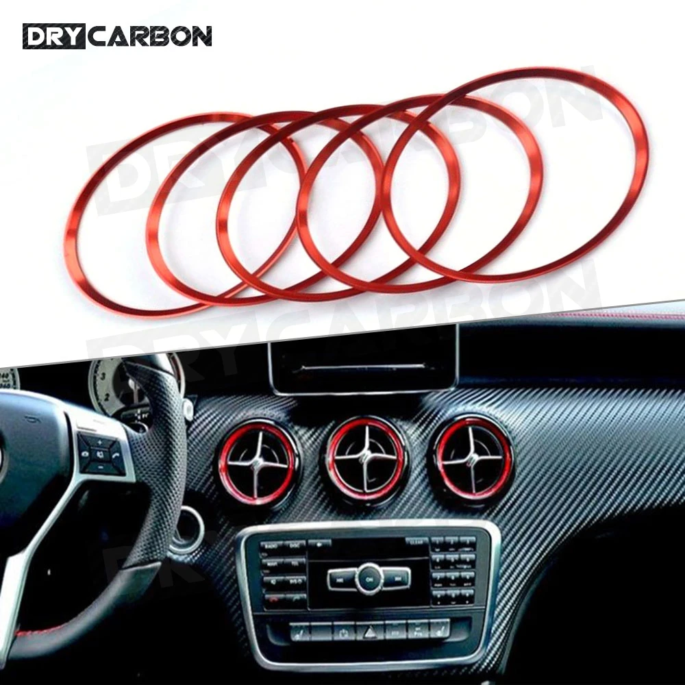 5PCS Air Conditioner Vent Outlet Ring Trim Decor for Mercedes Benz W176 W246 C117 X156 AMG Auto Car Chromium Styling