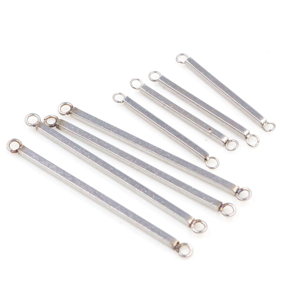 20pcs Stainless Steel 1.5x25mm/40mm Rectangular straight tube Double Single Hole Earrings Pendant Jewelry Making Accessories