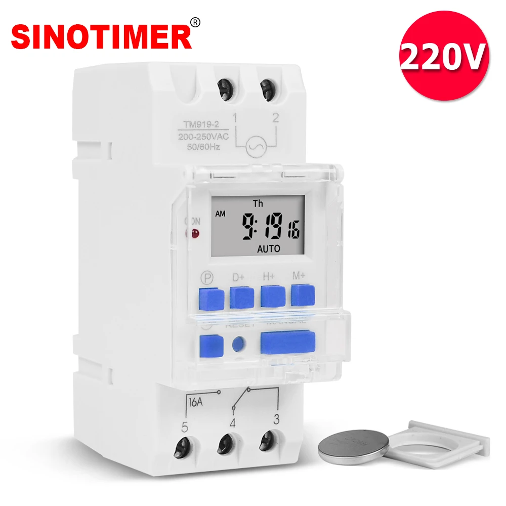 SINOTIMER Brand Electronic Weekly 7 Days Programmable Digital Time Switch Relay Timer Control AC 220V 230V 16A Din Rail Mount