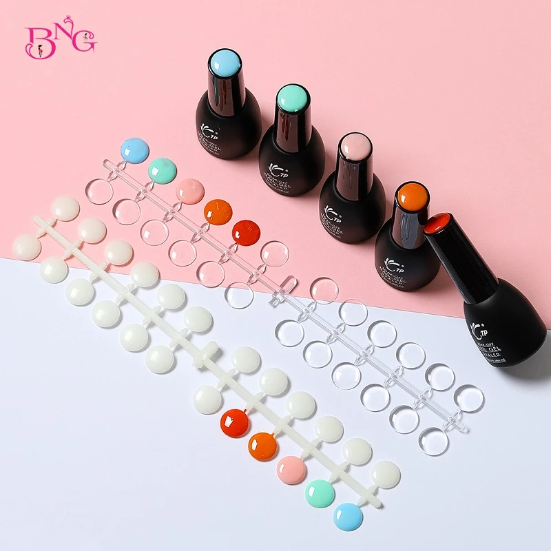 240 Tips Clear Round Nail Tips with Sticker Color Chart Flat Back UV/Gel/Polish for Display Color Card Chart Nails Art Tools