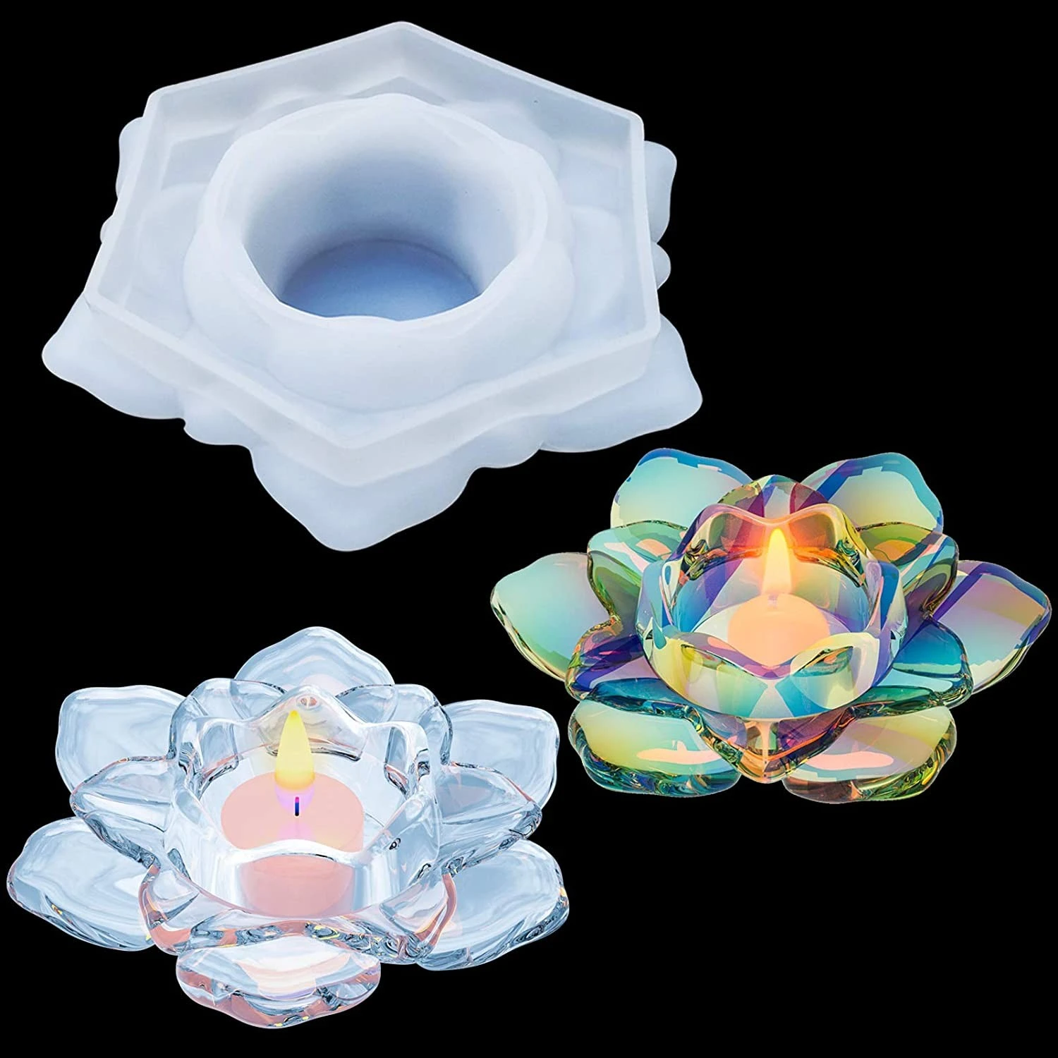 DIY 3D Lotus Candle Holder Silicone Mold Epoxy Resin Flower Candles Holders Mold Craft Decoration Tool DIY At Home Making Tool