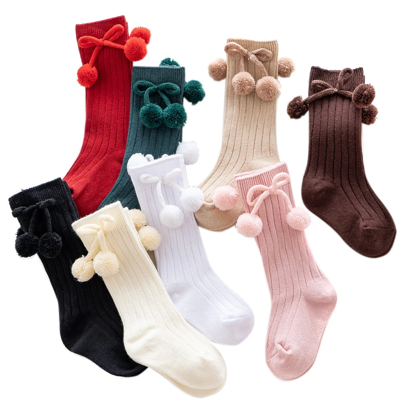 Pompom Baby Socks for Children Knit Newborn Socks for Girls Autumn Winter Kids Socks Baby Boy Accessories New Born Items 3M-4Y
