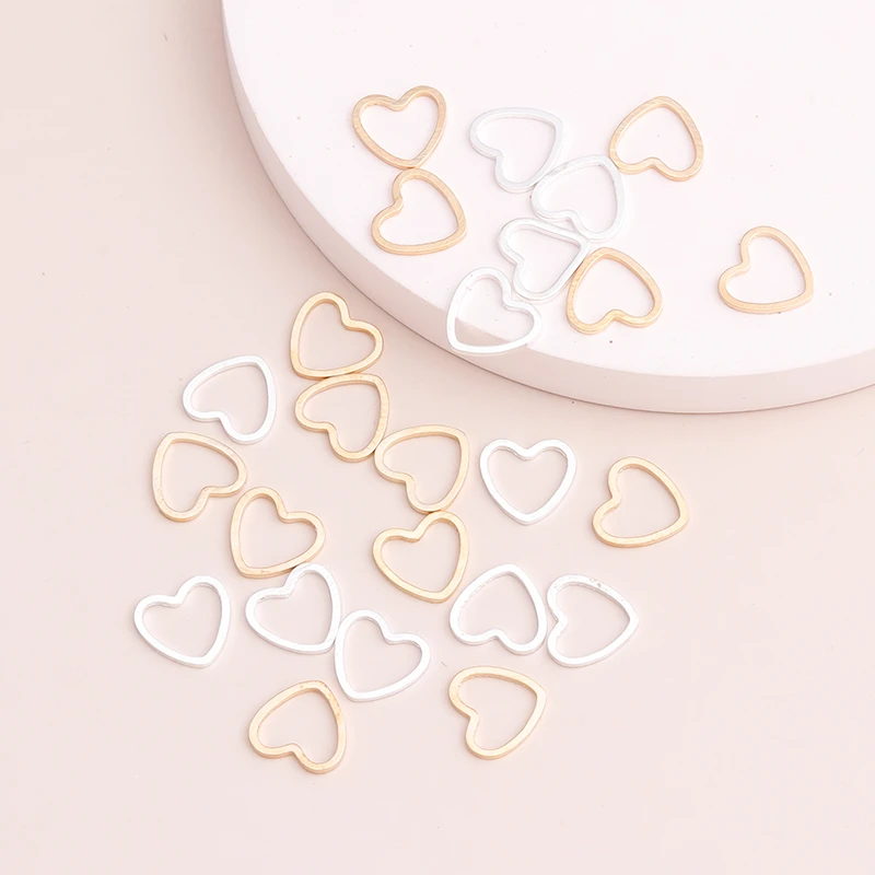 100pcs Small Hollow Hearts Connectors Beads for DIY Bracelets Necklaces Gold Silver Color 10x10mm Making Finding Charms Jewelry