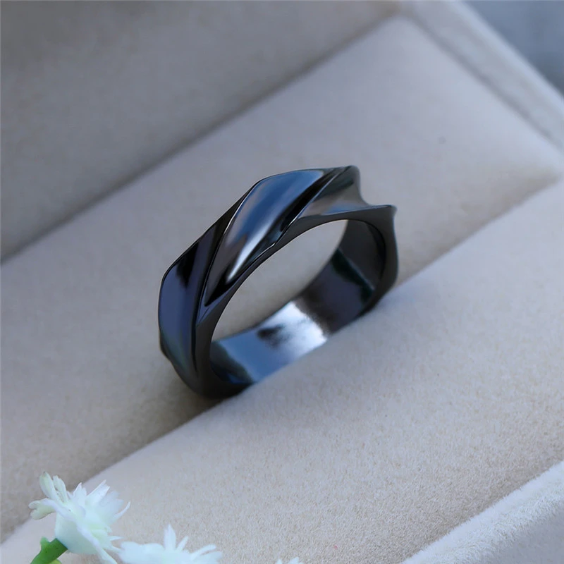 Male Female Black Finger Ring Cute Unisex Simple Minimalist Party Engagement Ring Vintage Wedding Rings For Men And Women
