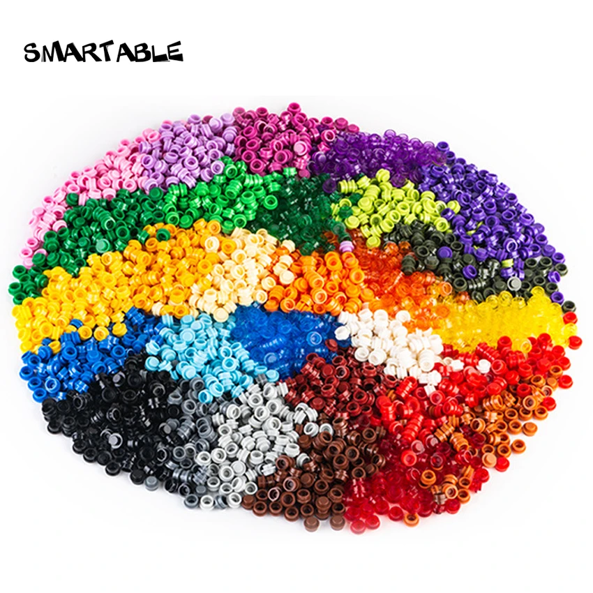 Smartable Plate 1x1 Round 42 Colors Building Block Parts Mosaic Toy For Kid Pixel Art Portrait Lights Compatible 6141 950pcs/lot