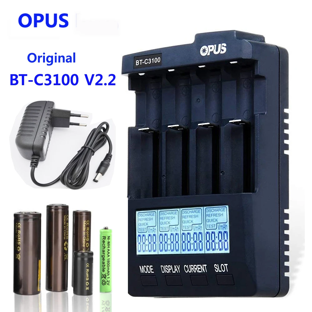OPUS BT-C3100 LCD Smart Battery Charger For Li-ion NiCd NiMH AA AAA 10440 14500 18650 17335 17500 Rechargeable Batteries