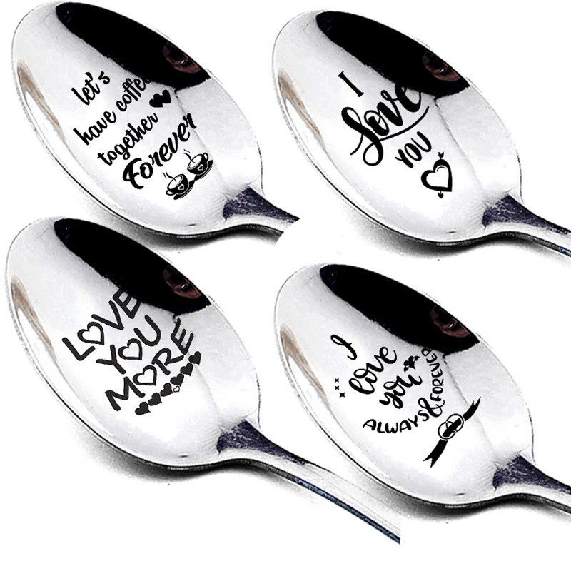 2021 Valentines Day Gift Anniversary Gift for Boyfriend Stainless Steel Spoon Good Morning Handsome Beautiful Girlfriend Present