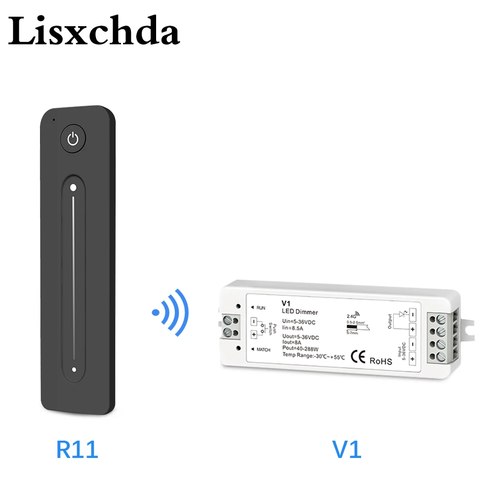 LED Dimmer 12V 5V 24V 36V 8A PWM Wireless RF Switch with 2.4G brightness adjustment touch  Remote for Led Single Color strip