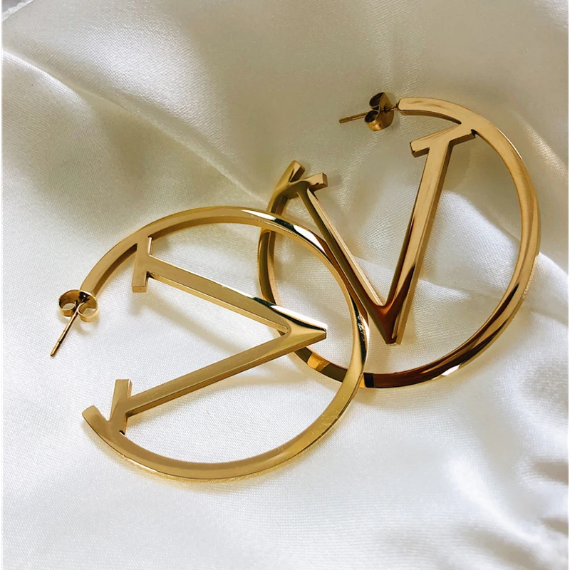 Stainless Steel Gold Hoop Earrings For Women Simple Punk Fashion Gold Silver Ear Gift Party Jewelry