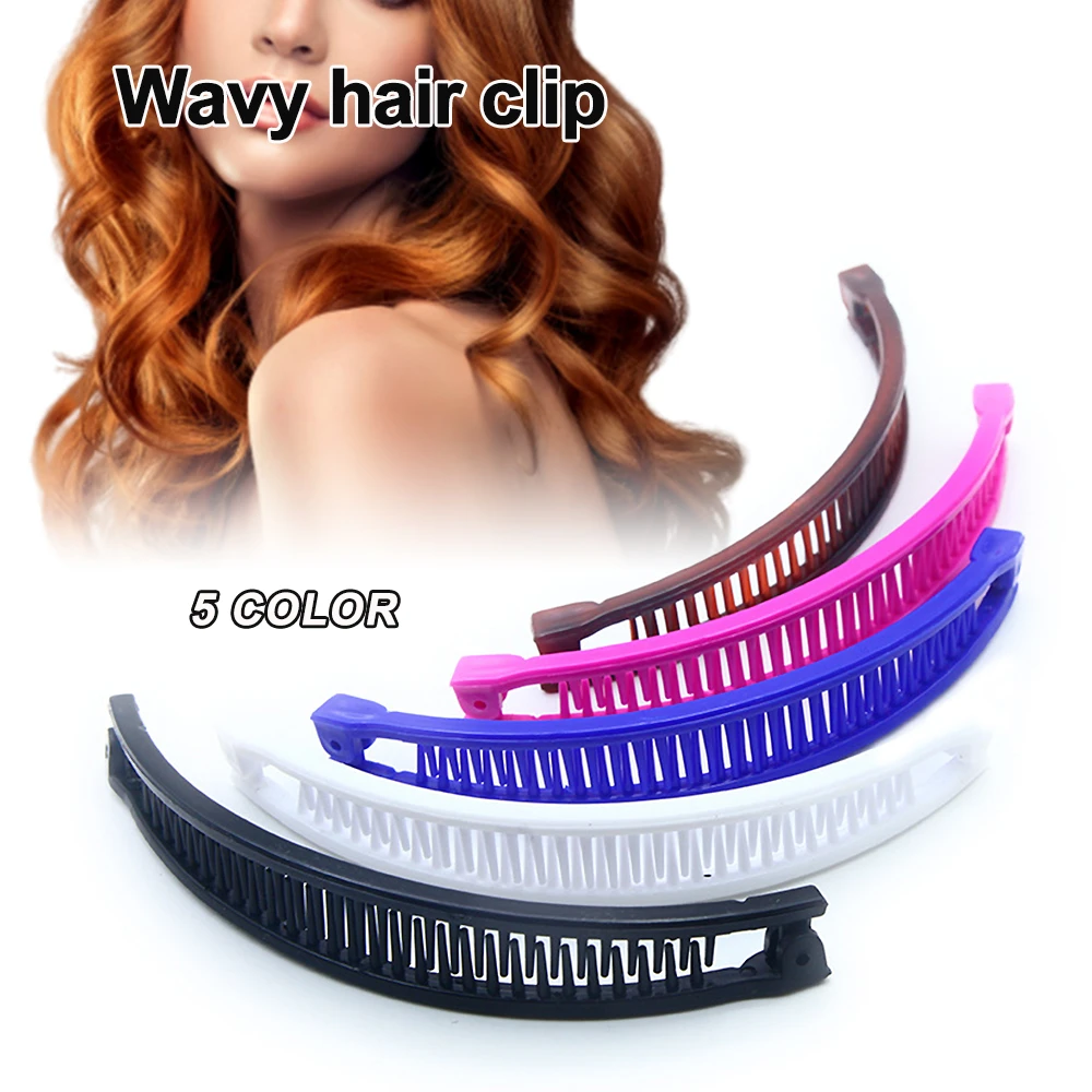 18.5cm Black Barley Twist Banana Hair Clip Comb Clamp Grip Slide