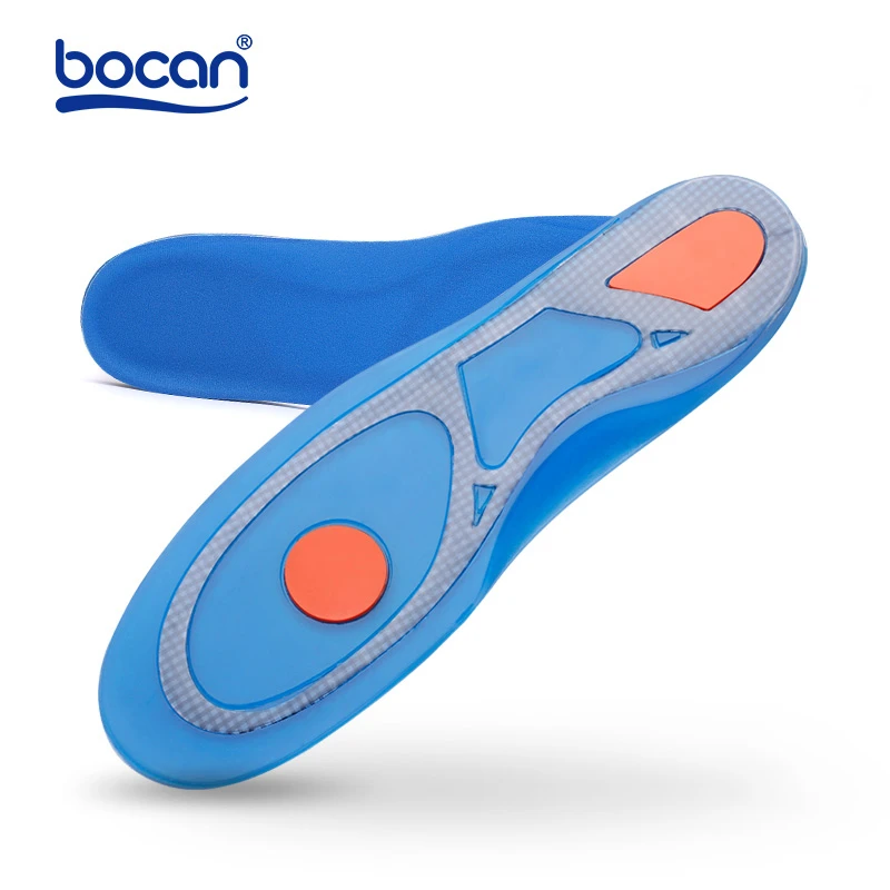 Bocan Silicon Gel Insoles Foot Care for Plantar Fasciitis Heel Spur Shoe Insoles Shock Absorption Pads arch orthopedic insoles