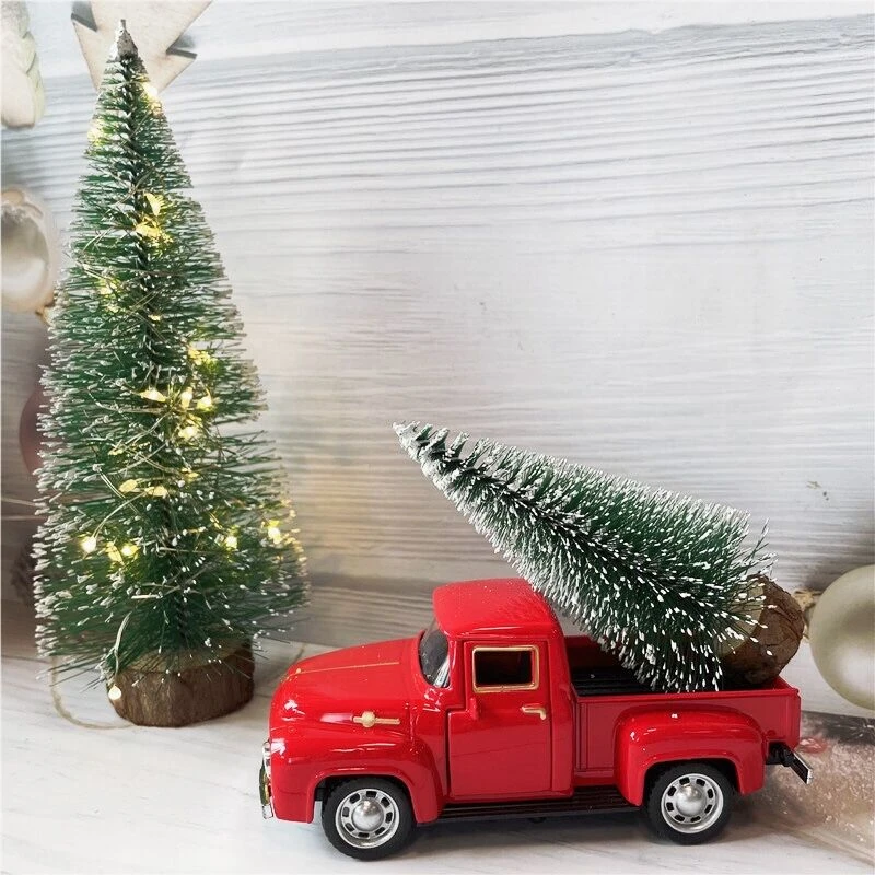 New Year Gift Kids Red Metal Vintage Truck Christmas Tree Handcrafted Christmas Ornaments Christmas Decorations for Home Navidad