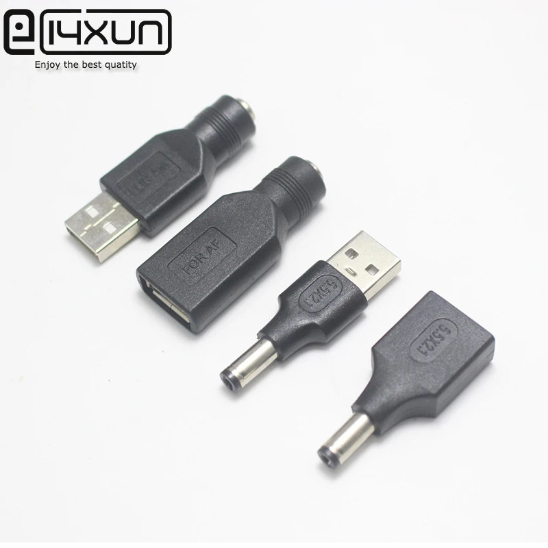 1pcs DC Connector 5.5*2.1/5.5x2.1mm Female Socket jack to USB 2.0 Male Plug DC Power male to female Plug Connector Adapter