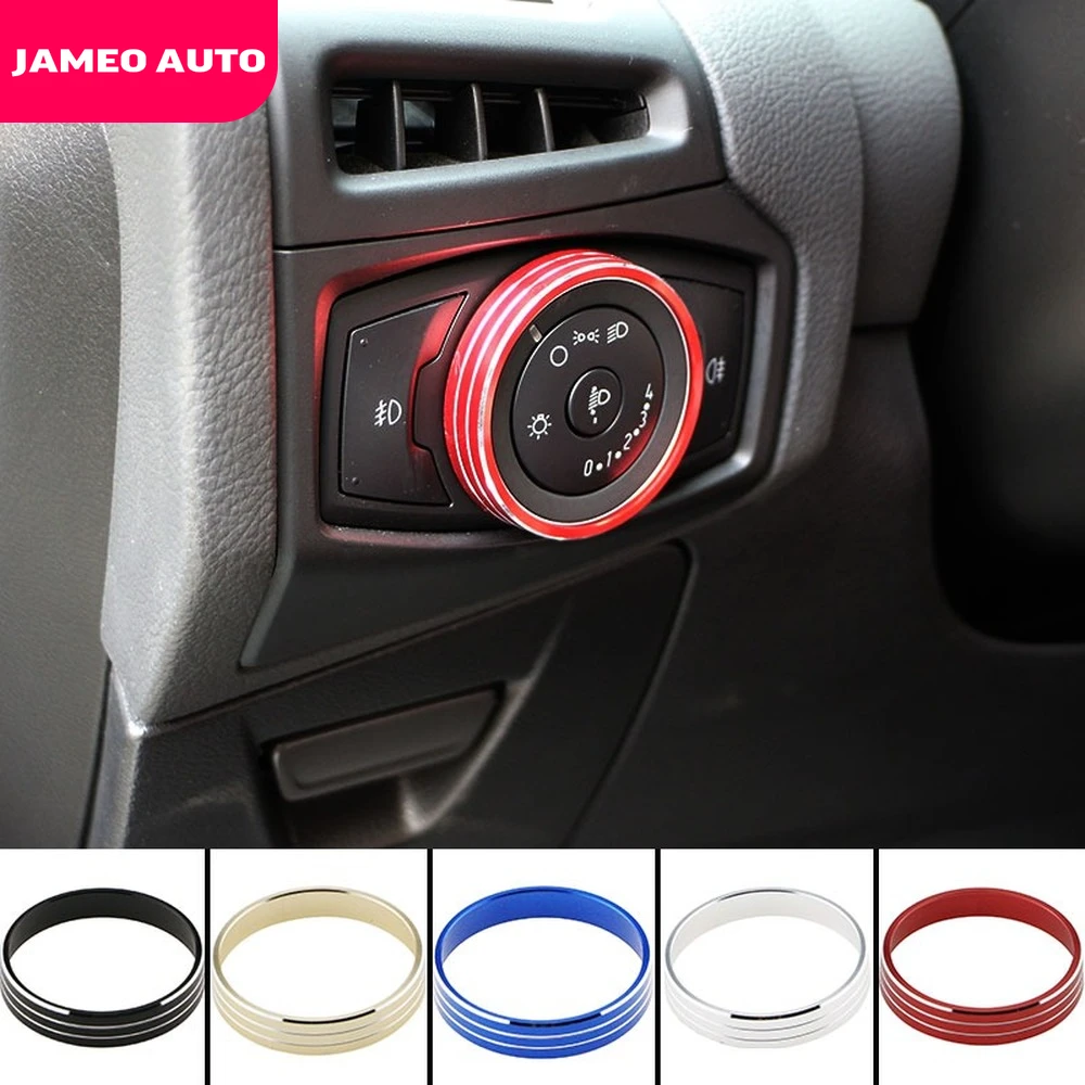 Jameo Auto Car Stainless Steel Headlight Switch Cover Headlights Sticker for Ford Focus 3 4 Kuga Escape 2012 - 2016 Accessories