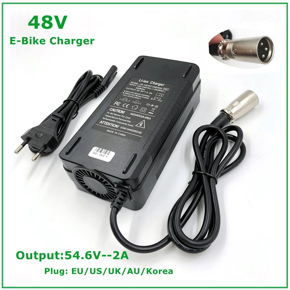 54.6V2A Charger 54.6v 2A  Electric Bike Lithium Battery Charger for 48V Li-ion Lithium Battery Pack  XLR Plug  54.6V2A Charger