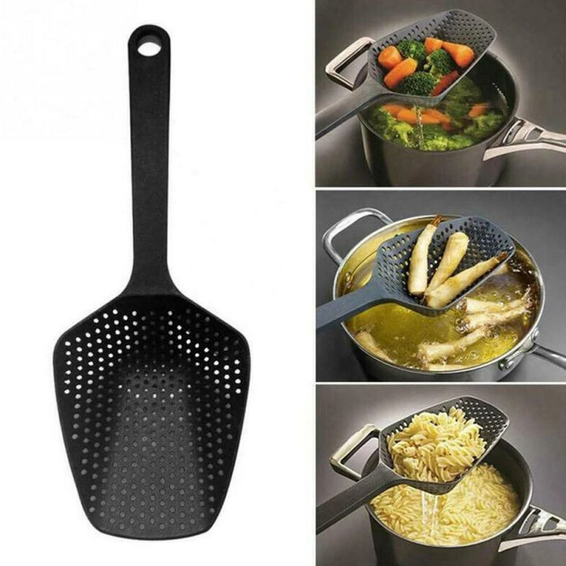 1pc Kitchen Nylon Soup Spoon Ladle Anti-scald Skimmer Strainer Fry Food Mesh Portable Filter Home Kitchen Tool